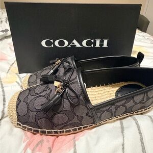 Coach Black and Beige Espadrilles with Signature Design